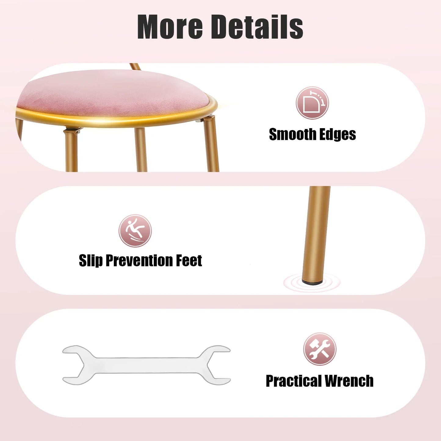 Bymaocar Butterfly Backrest Chair Iron Vanity Stool for Home