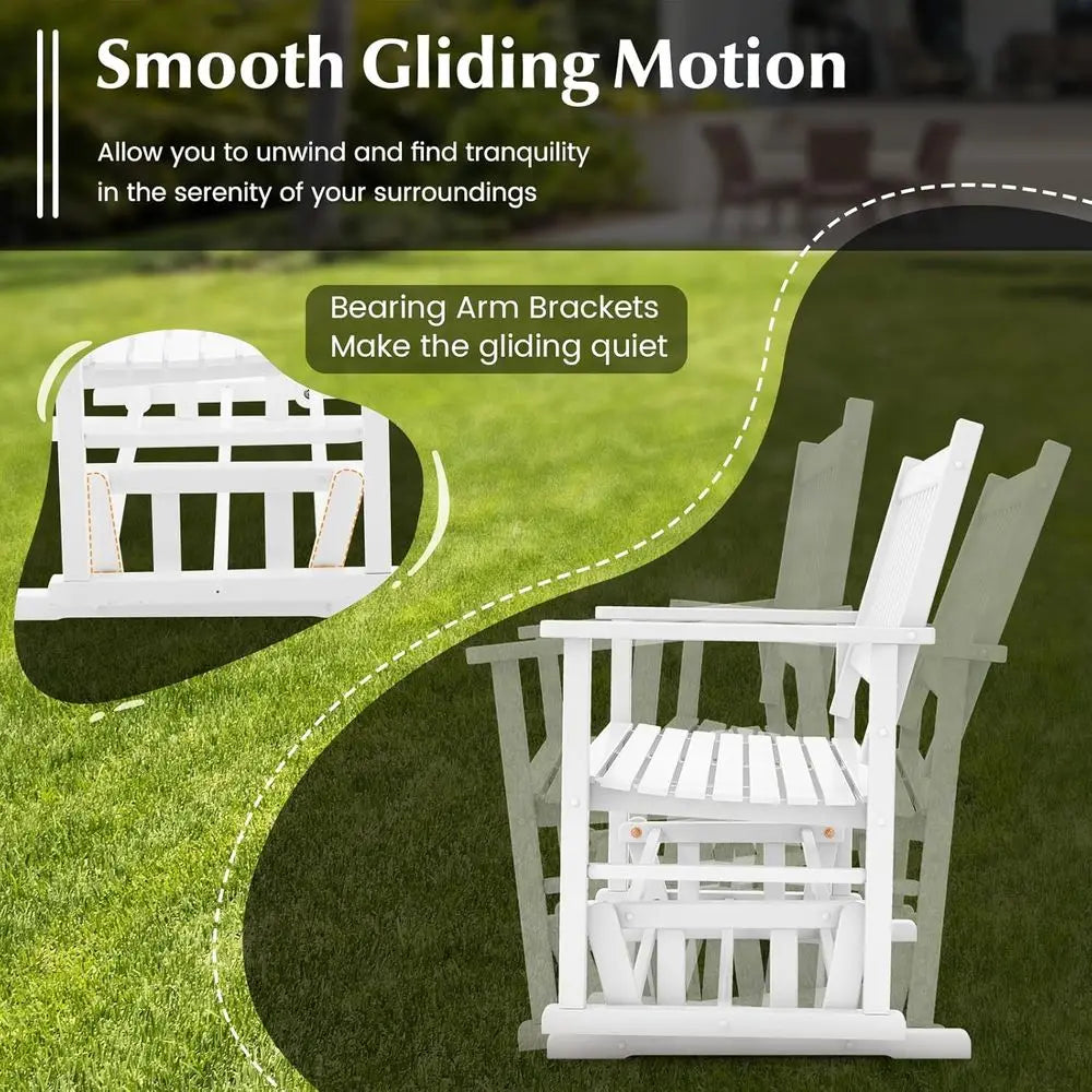 Outdoor Wood Patio Swing Glider Loveseat For Porch Or Garden