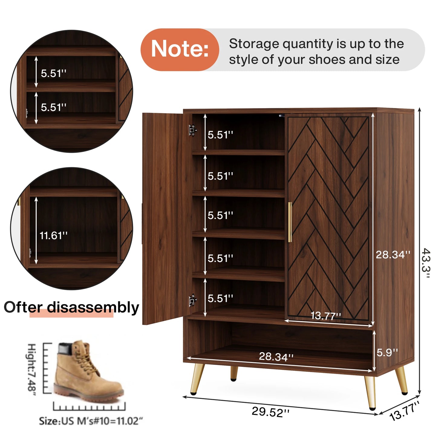 Tribesigns 6 Tier Shoe Cabinet With Doors Wooden Shoe Storage