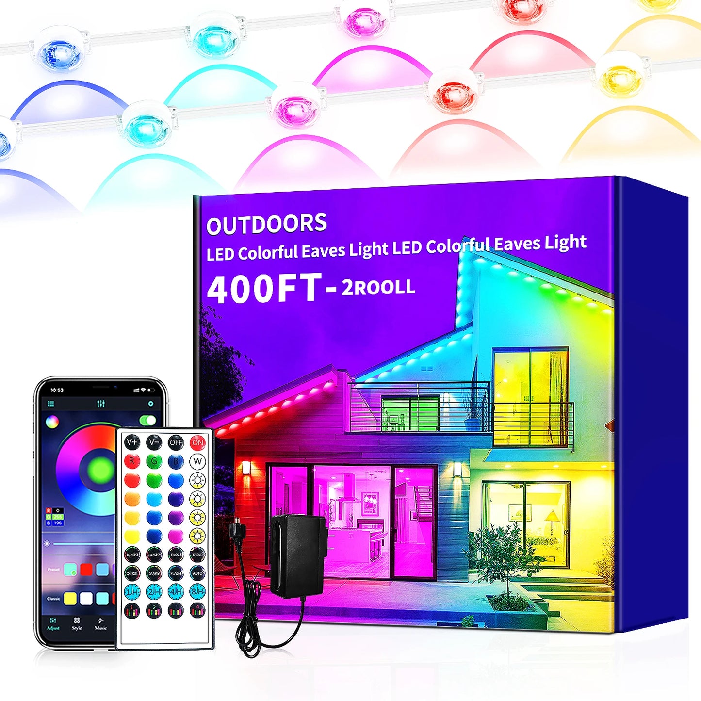 Segrass RGB Outdoor Lights IP68 Waterproof Eaves Lights For Party Decor