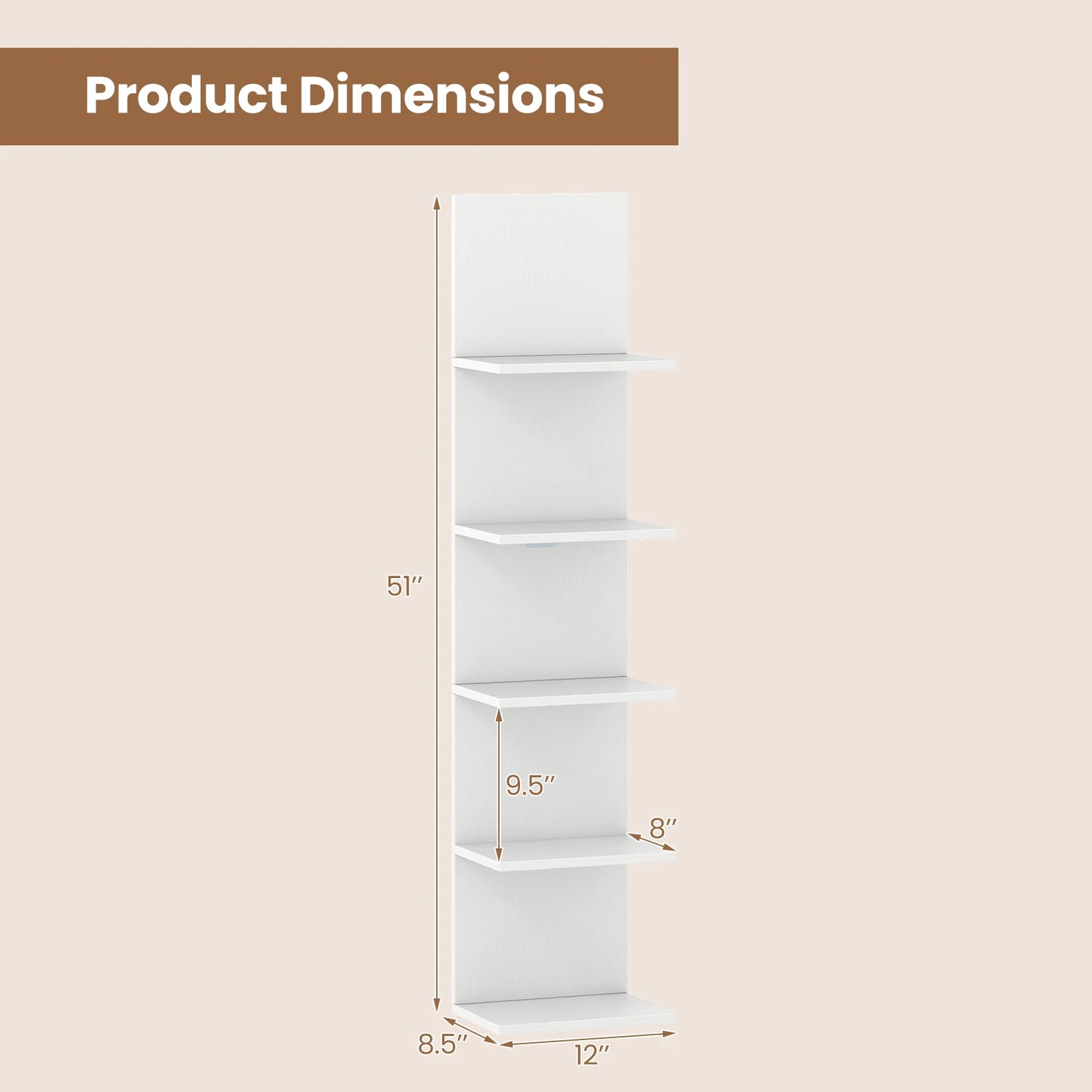 HOMASIS 5 Tier Wall Shelf Floating Organizer Wall Mounted