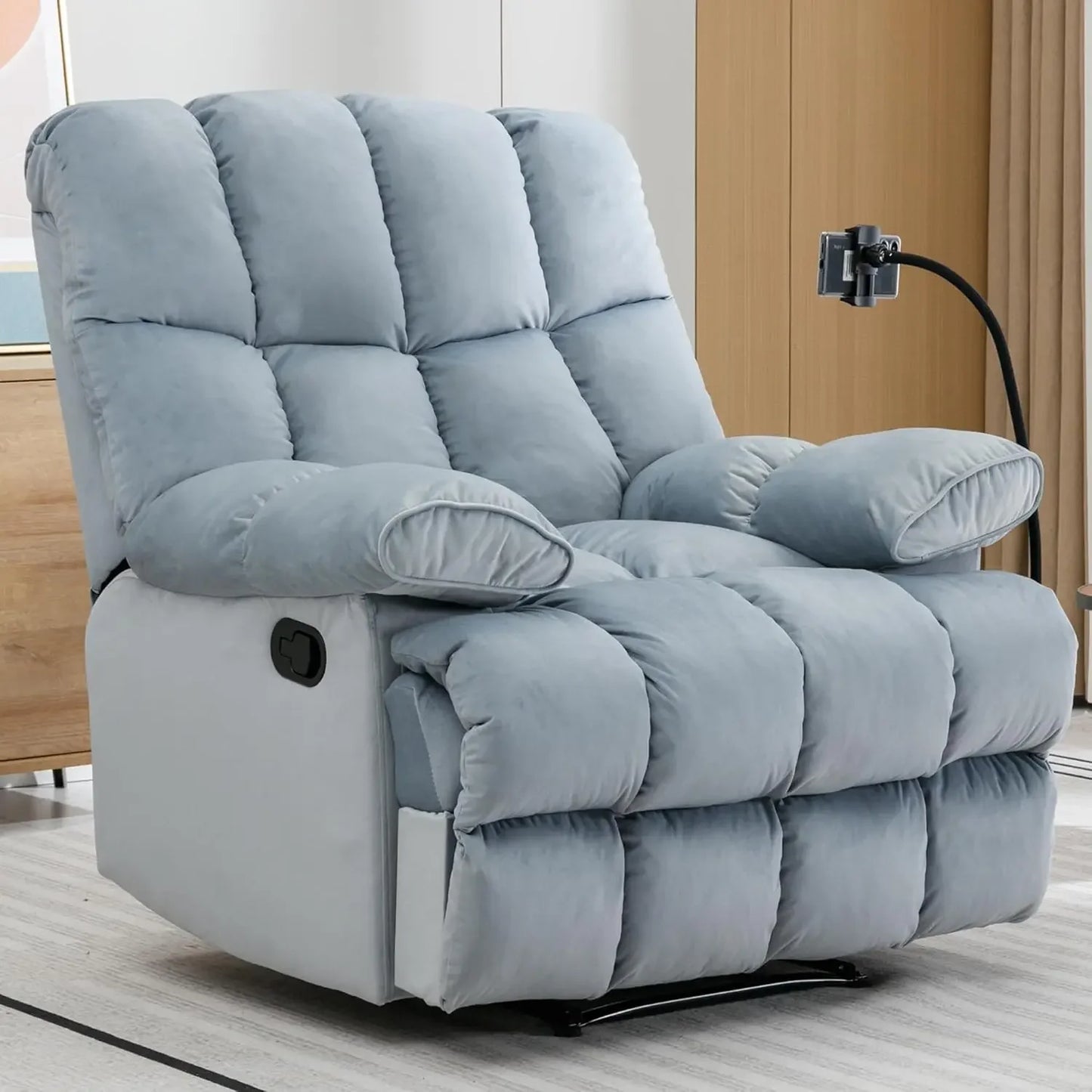 CHENGWEI Oversized Velvet Recliner Chair for Adults