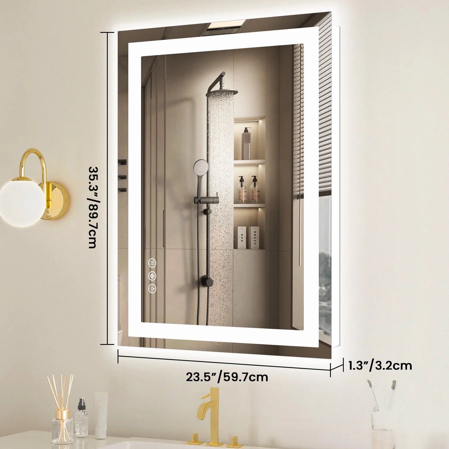 JHK LED Bathroom Vanity Mirror With Memory Function Front Light