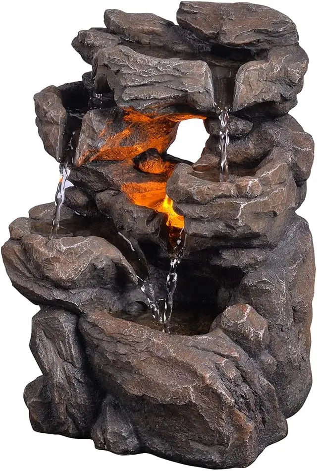Indoor Tabletop Water Fountain Rockery Waterfall Quiet Relaxing Sound
