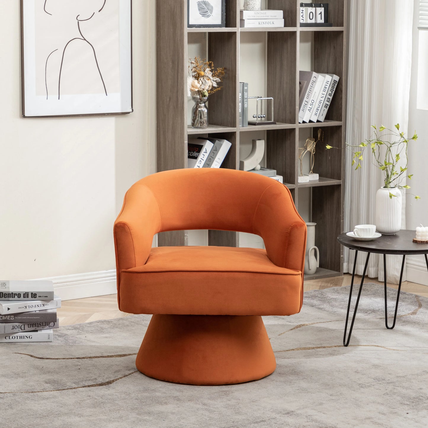 Seyner Modern Velvet Swivel Arm Chair Living Room Sofa