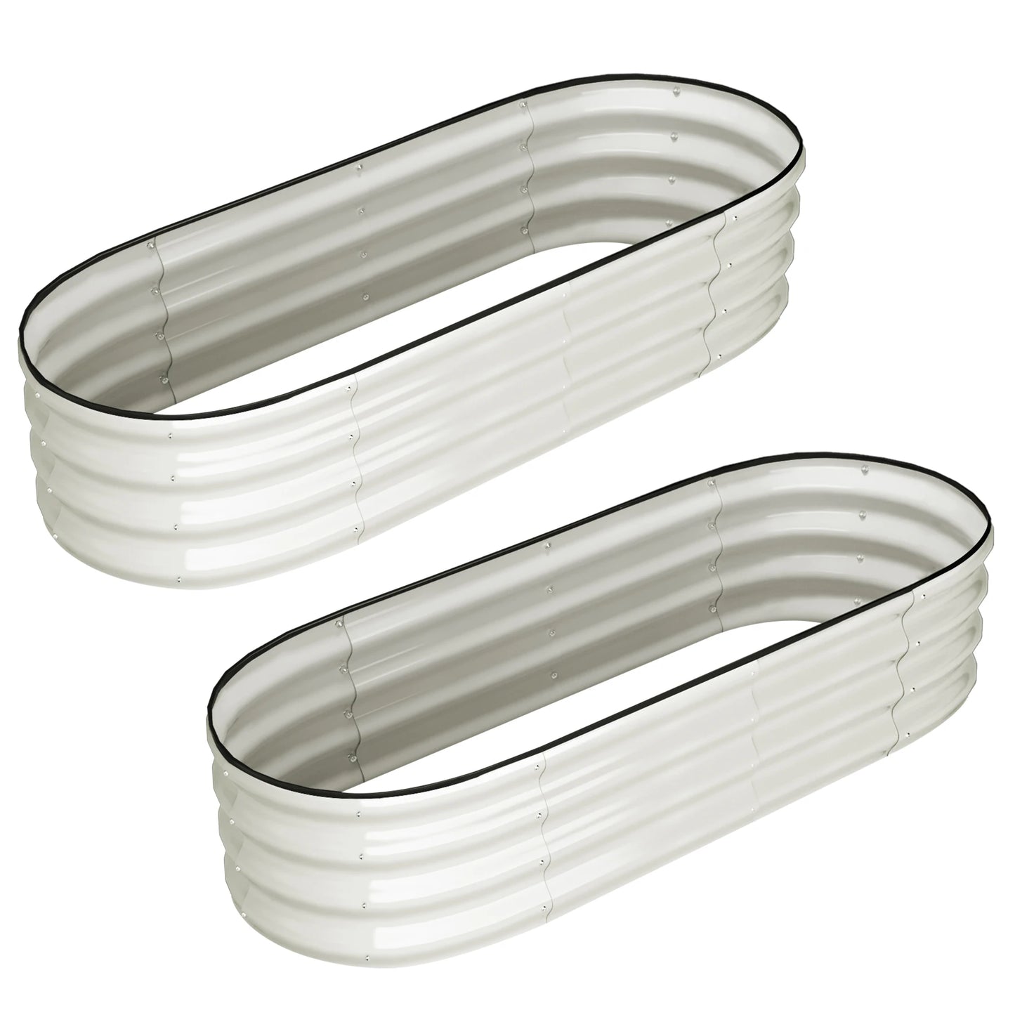 HiMISS Two Pack Oval Galvanized Raised Garden Bed Outdoor Planter