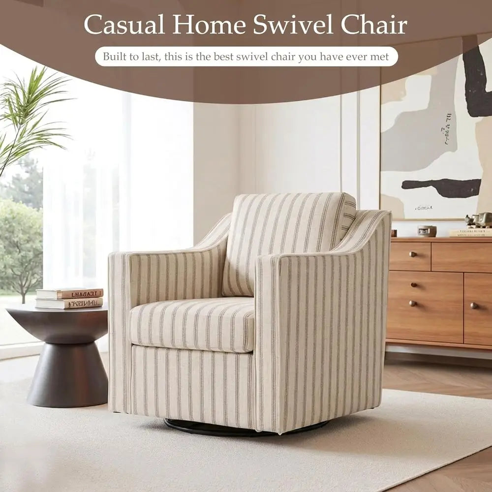 Pair Fabric Armchairs With 360 Degree Swivel For Living Room