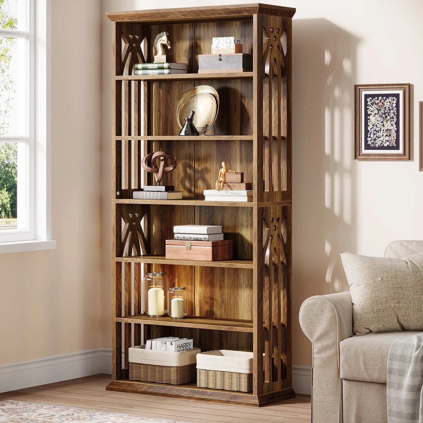 Tribesigns 6 Tier Bookshelf Freestanding Wood Bookcase