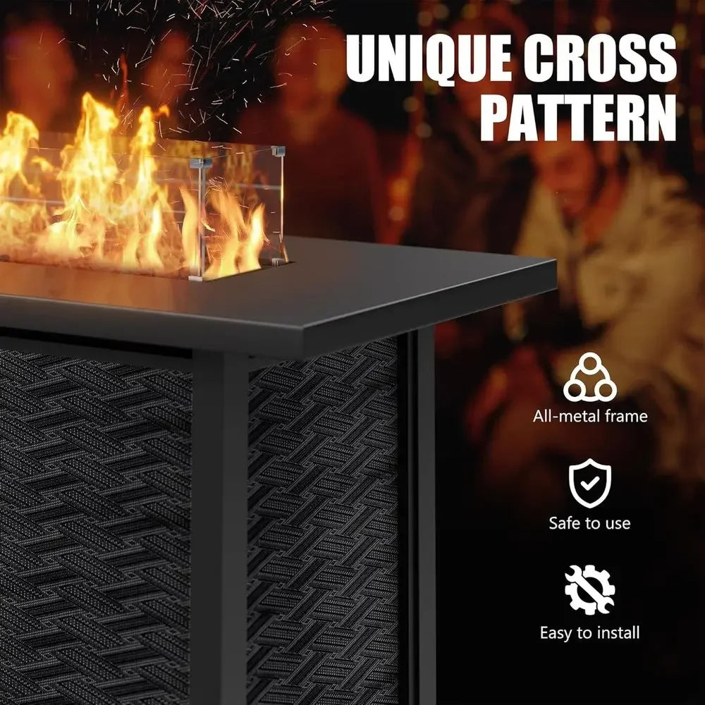 Outdoor Gas Fire Pit Table With 50,000 BTU Removable Lid