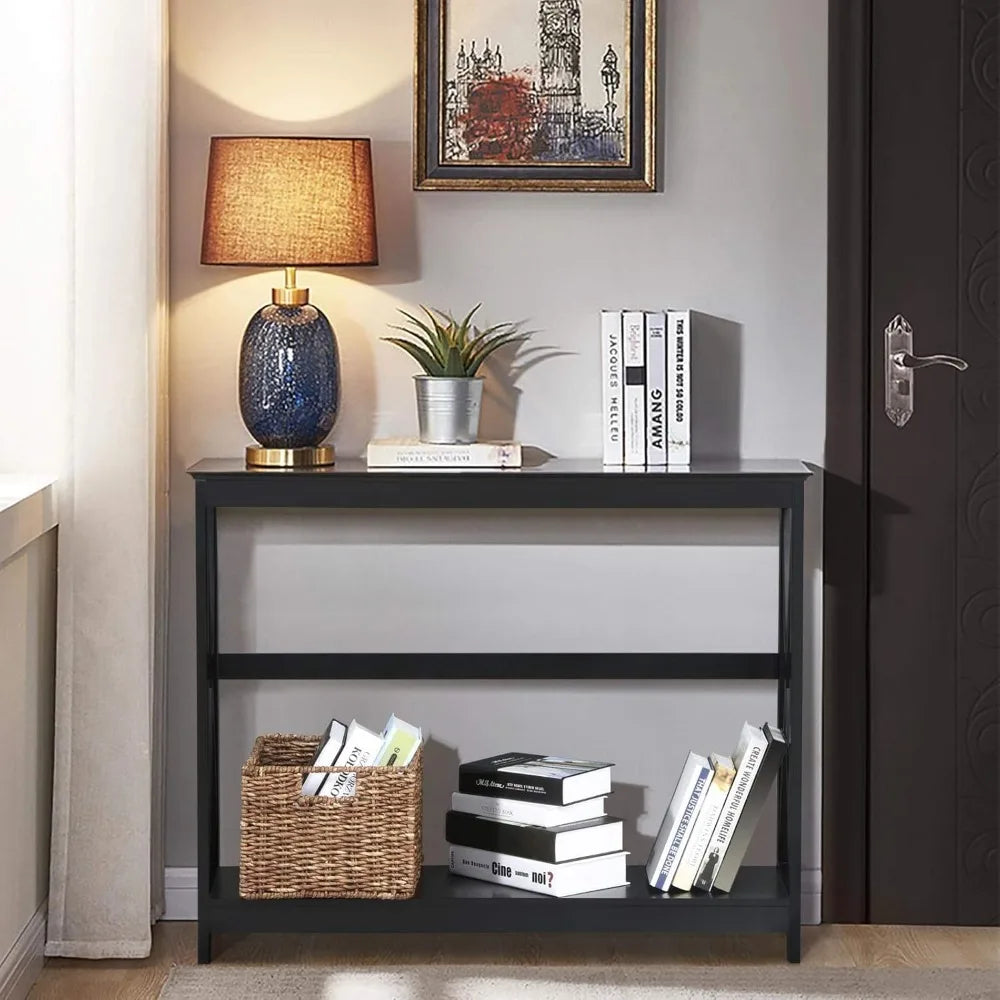 Entryway Console Table With Storage Shelf And Two Tiers
