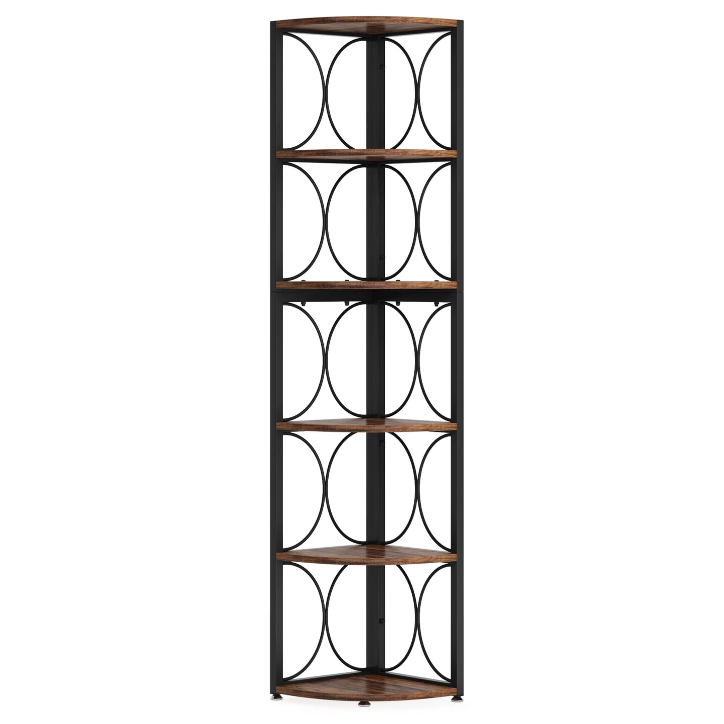 Tribesigns Six Shelf Corner Bookcase Rustic Storage