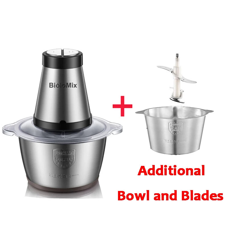 Biolomix Two Speed 500W Stainless Steel Chopper Meat Grinder Mincer
