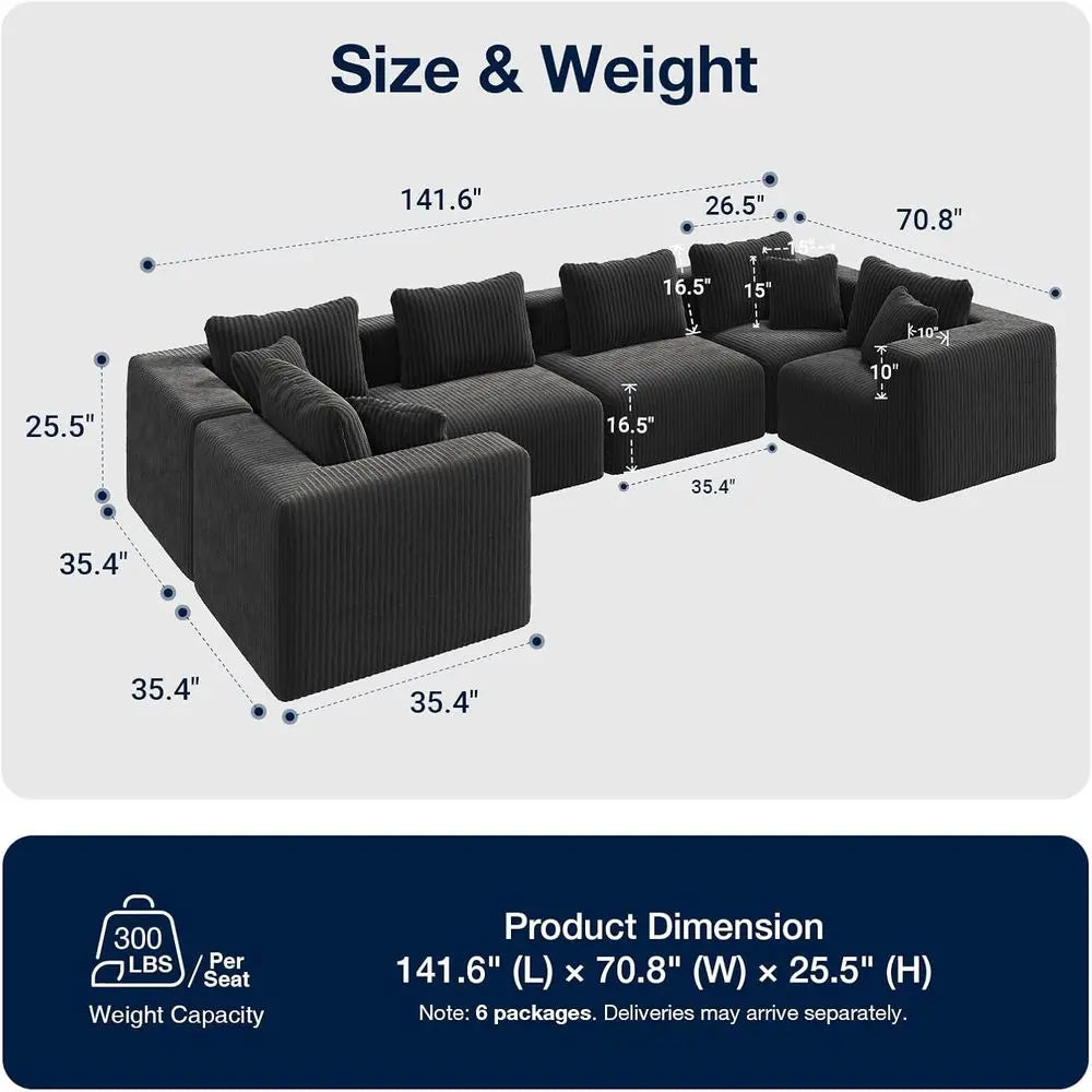 Sectional Sofa With Fabric Upholstery And Individually Wrapped Coil Support