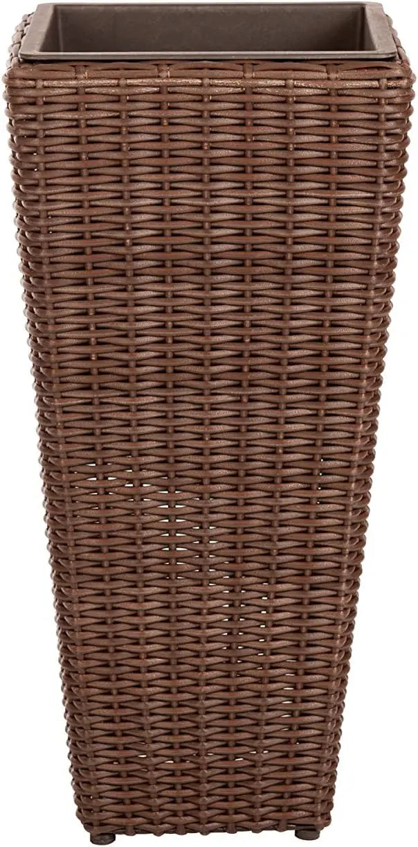Tall Wicker Planter Set With Liners Pack Of 2 Outdoor