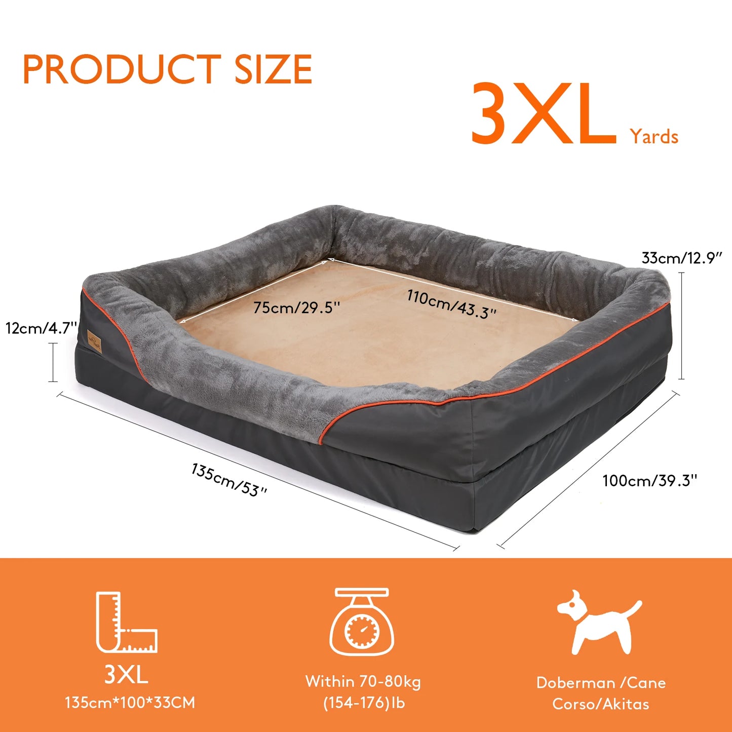 BINGOPAWCN Anti Allergy Dog Bed With Washable Removable Cover