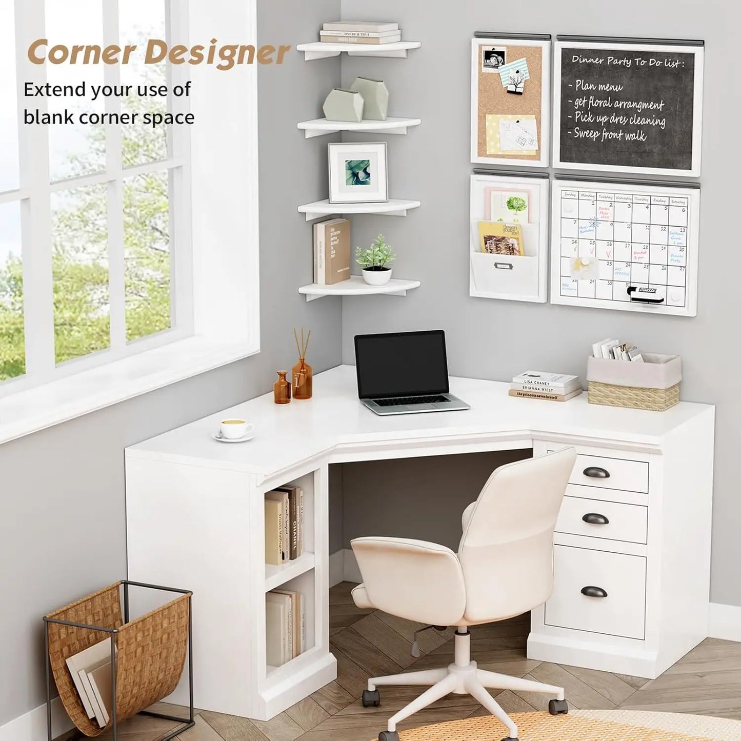 Rounded Floating Corner Shelves Set of Four Wall Mounted