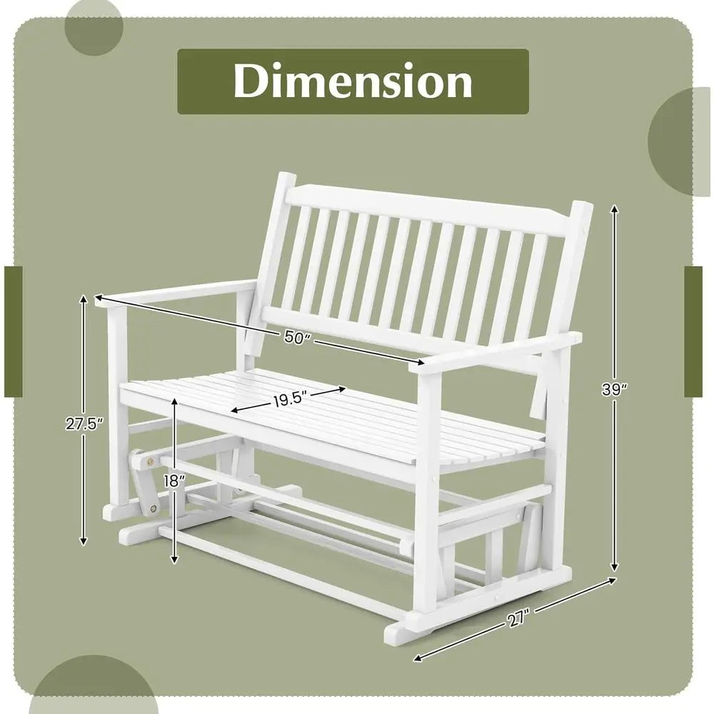 Outdoor Wood Patio Swing Glider Loveseat For Porch Or Garden