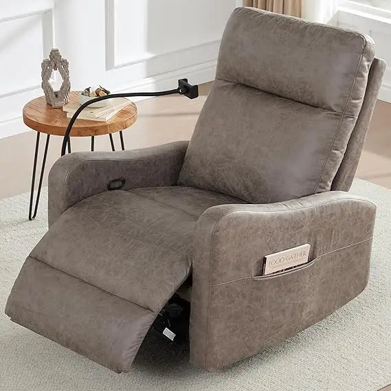 Leather Recliner Chair With Swivel Rocker And Phone Holder