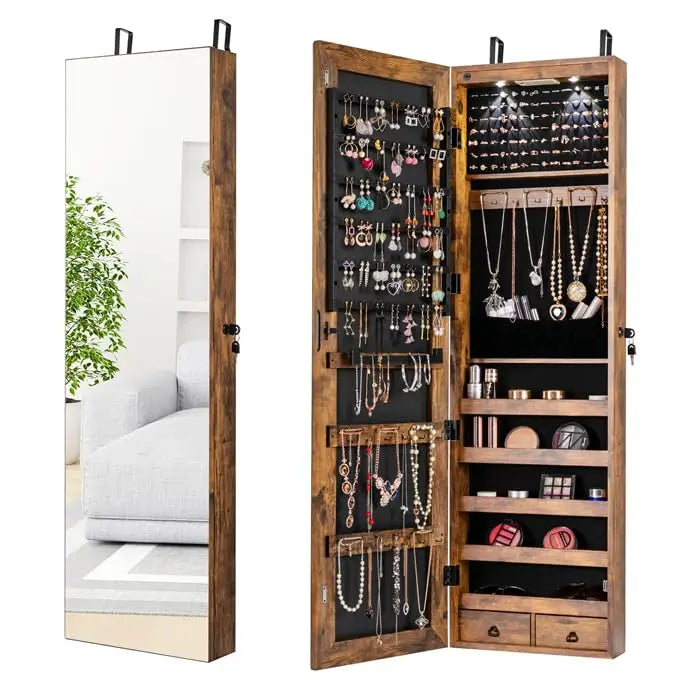 XIAOLANG Moccha Wall Mounted Jewelry Armoire With LED Lights