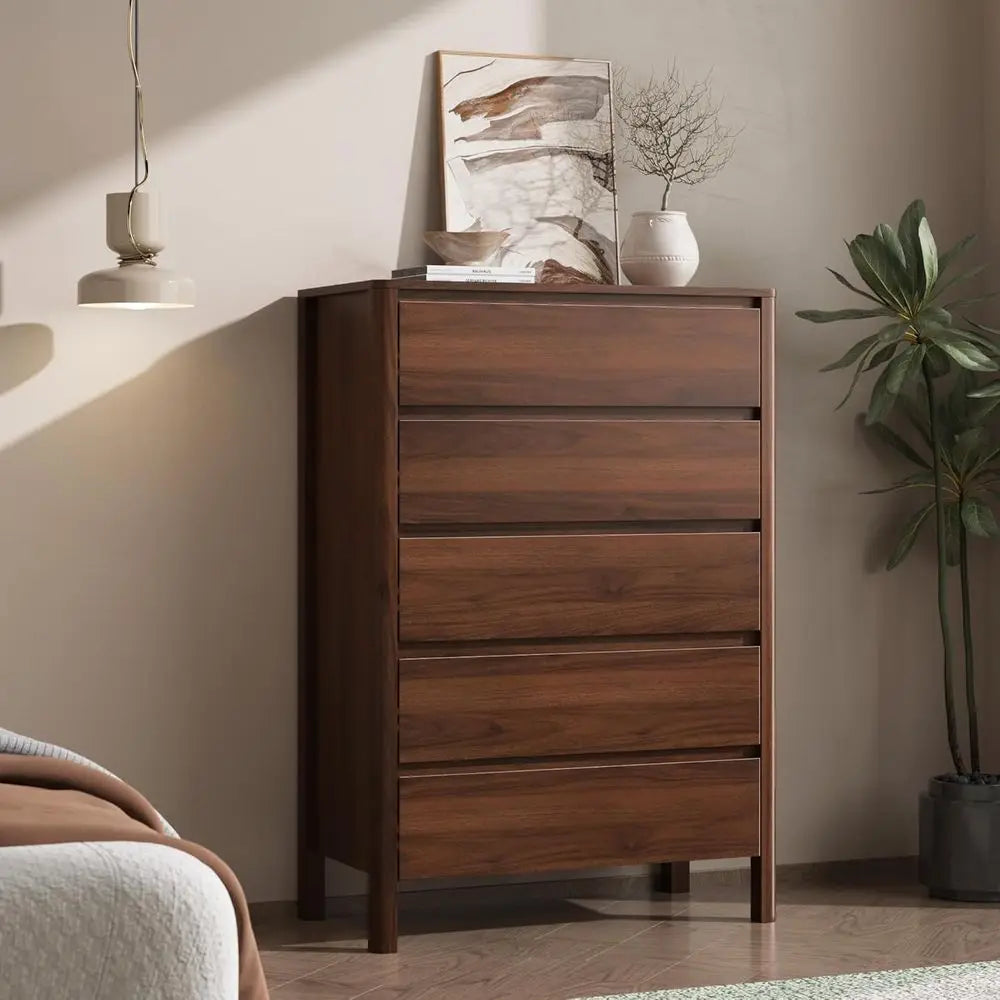 Space Saving Tall Wooden Storage Chest With Hidden Handles
