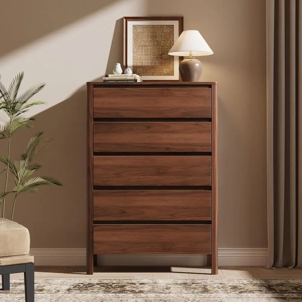 Space Saving Tall Wooden Storage Chest With Hidden Handles