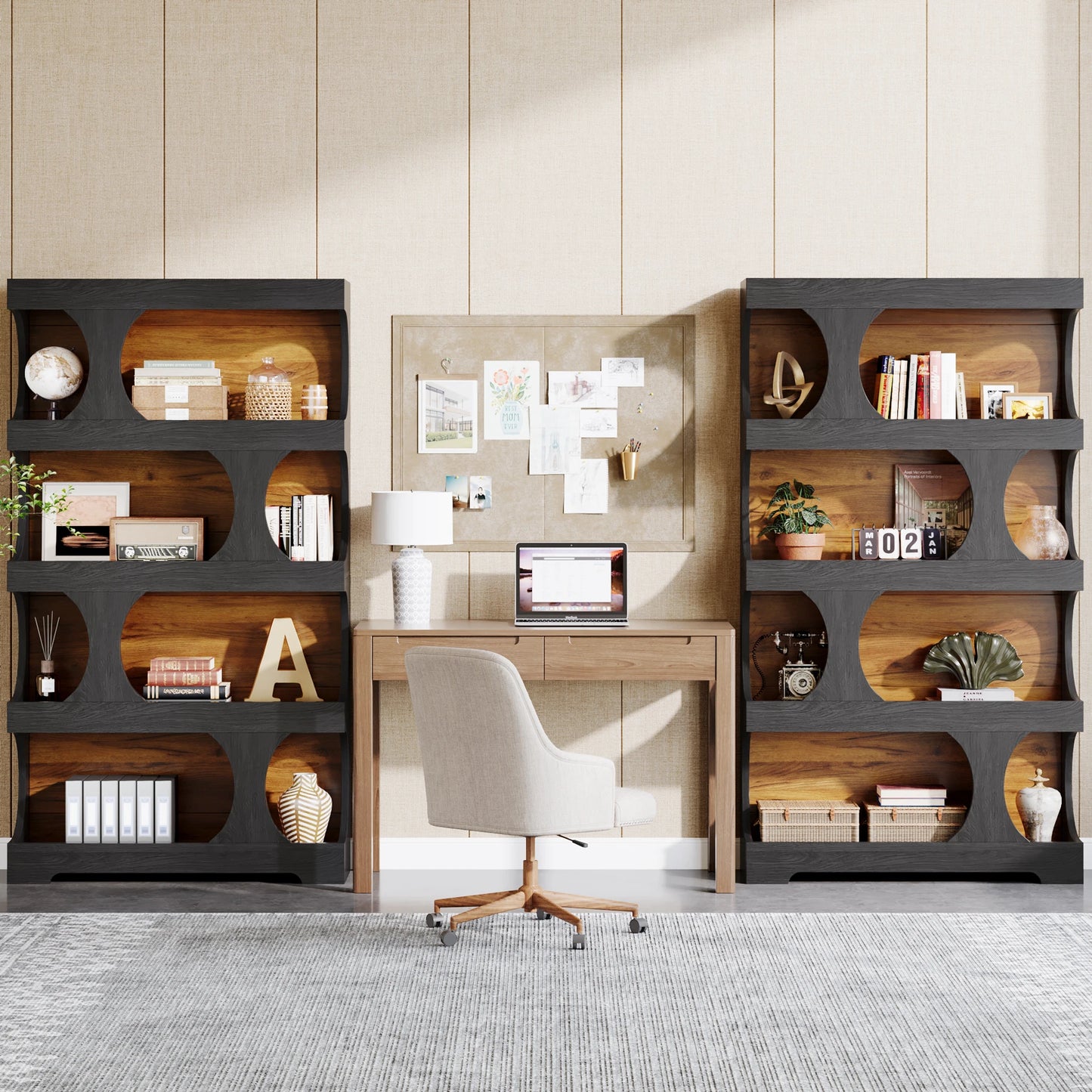 Tribesigns 4-Tier S-Shaped Bookcase Wood Shelving Unit