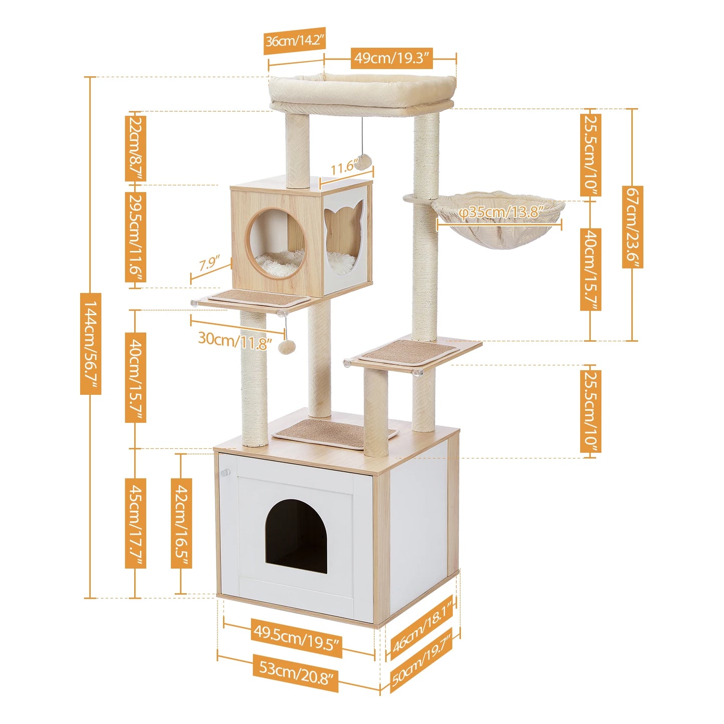 PAWZ Road Multi Level Cat Tree Indoor Wood Cat Tower