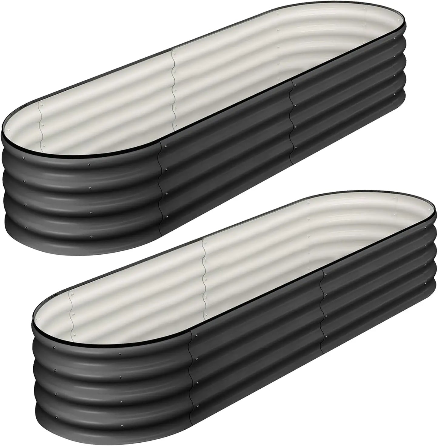 HiMISS Two Pack Oval Galvanized Raised Garden Bed Outdoor Planter