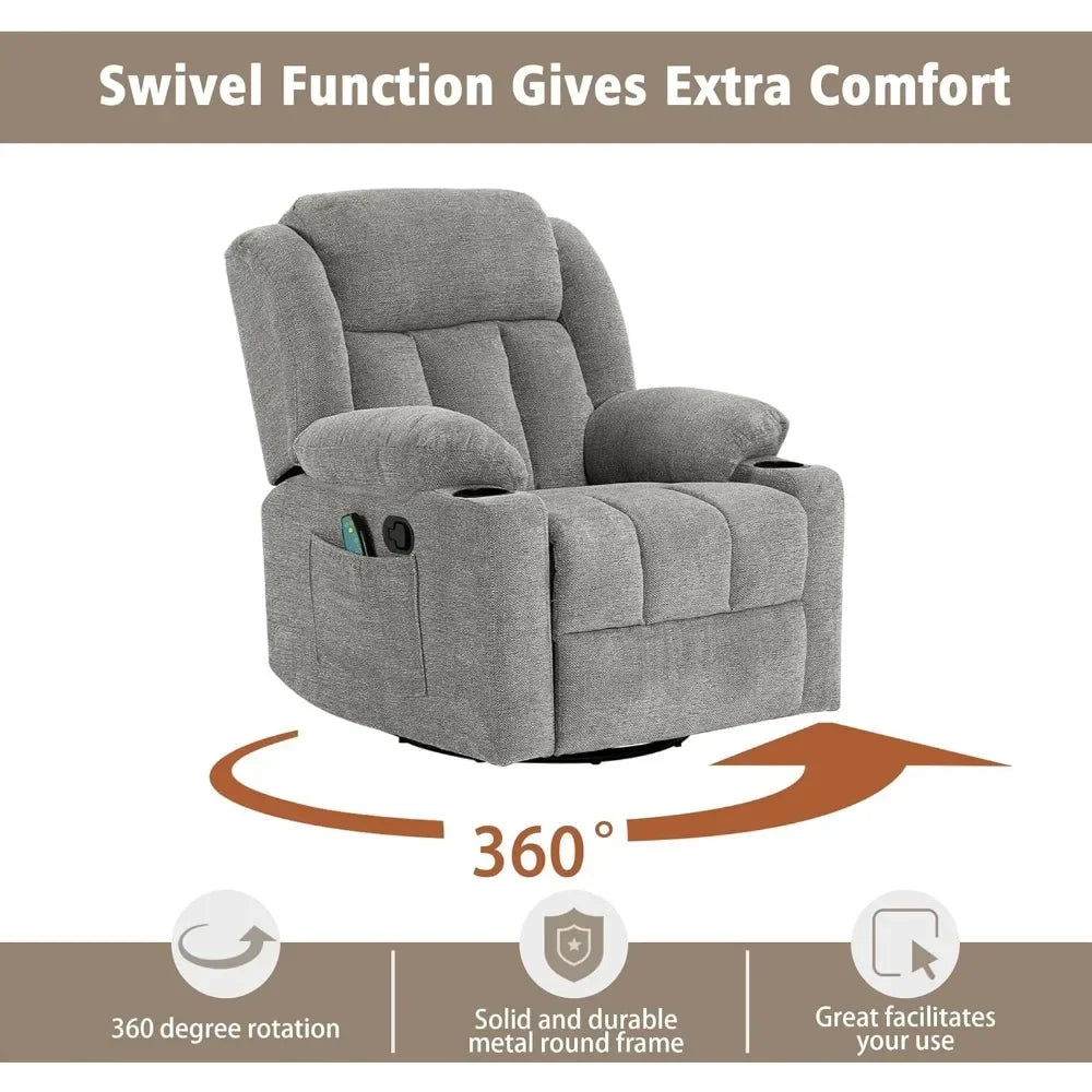 Rocker Recliner Chair With Massage And Heat For Living Room
