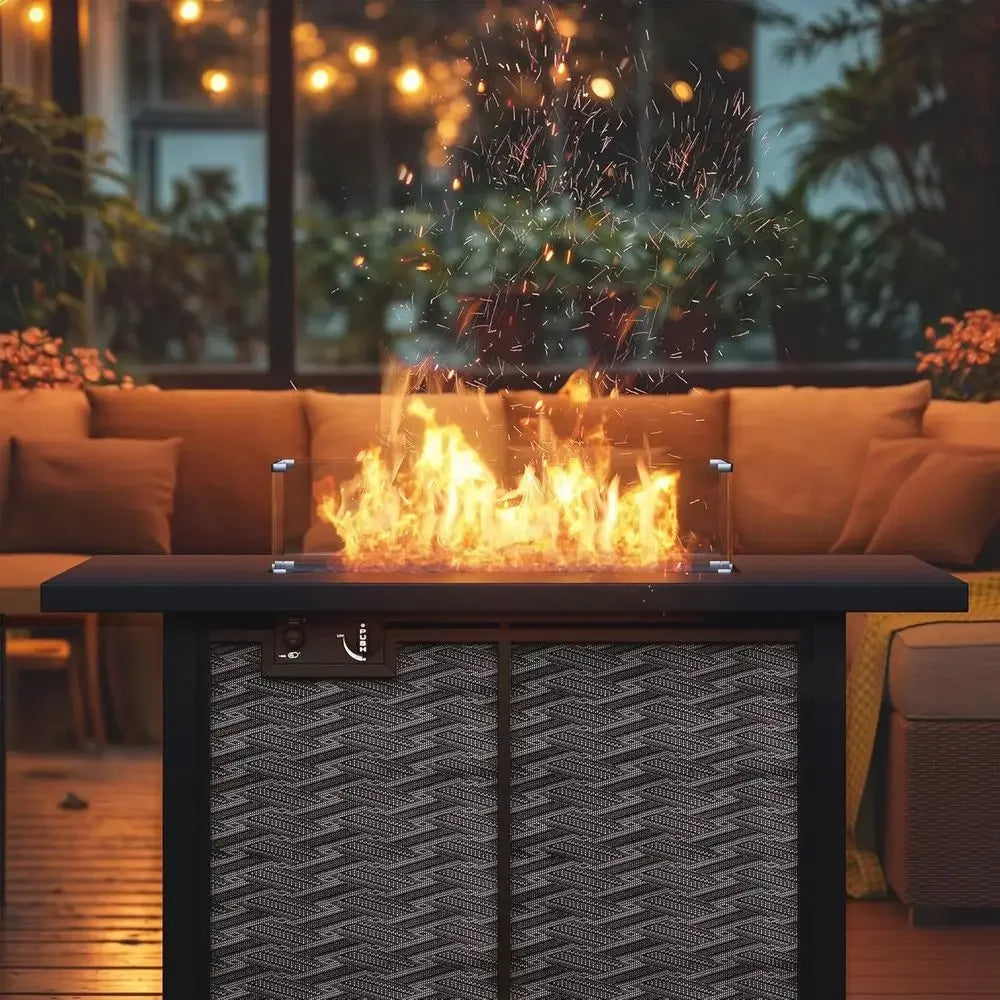 Outdoor Gas Fire Pit Table With 50,000 BTU Removable Lid