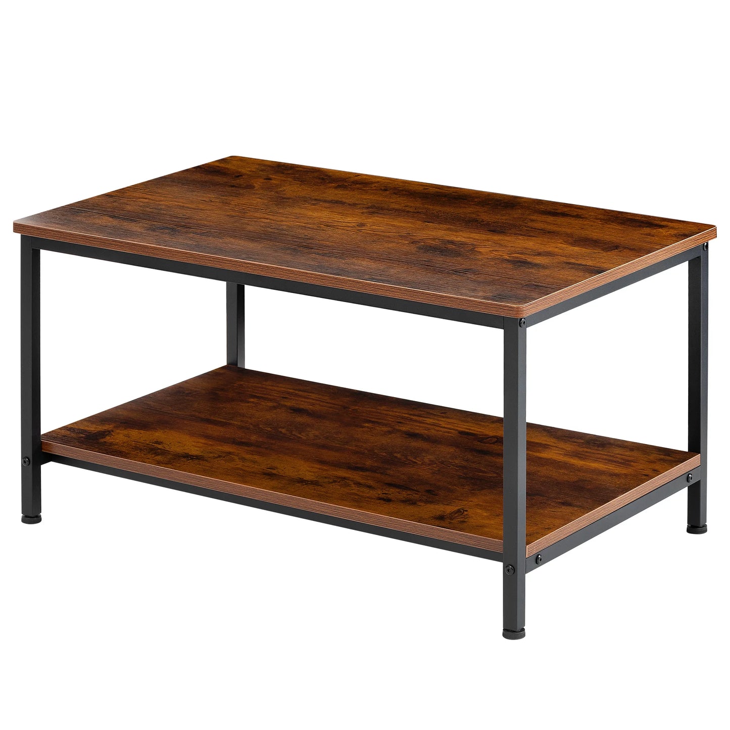 JHK 31IN Wood Coffee Table For Living Room 2-Tier Center Counter with Storage 50 lbs Capacity Anti-Slip Feet Modern Design