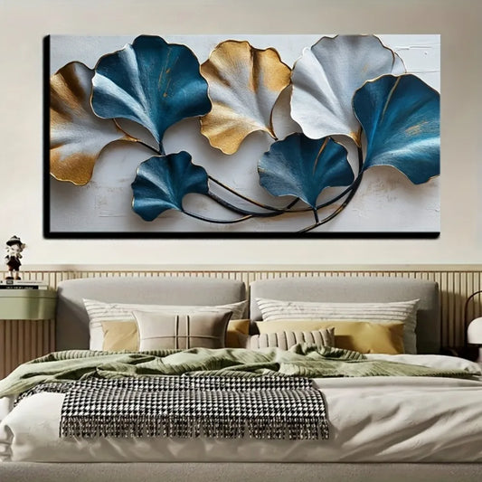 Leaf Canvas Wall Art Still Life in Pine Wood Frame