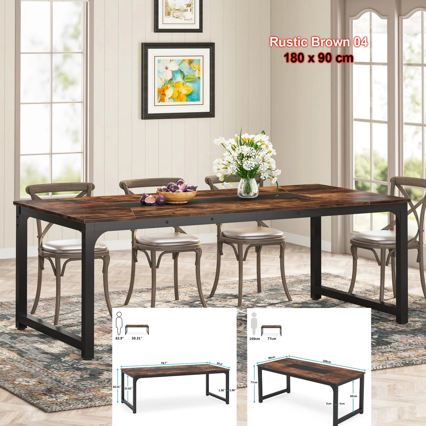 Tribesigns Industrial Dining Table For Six To Eight People