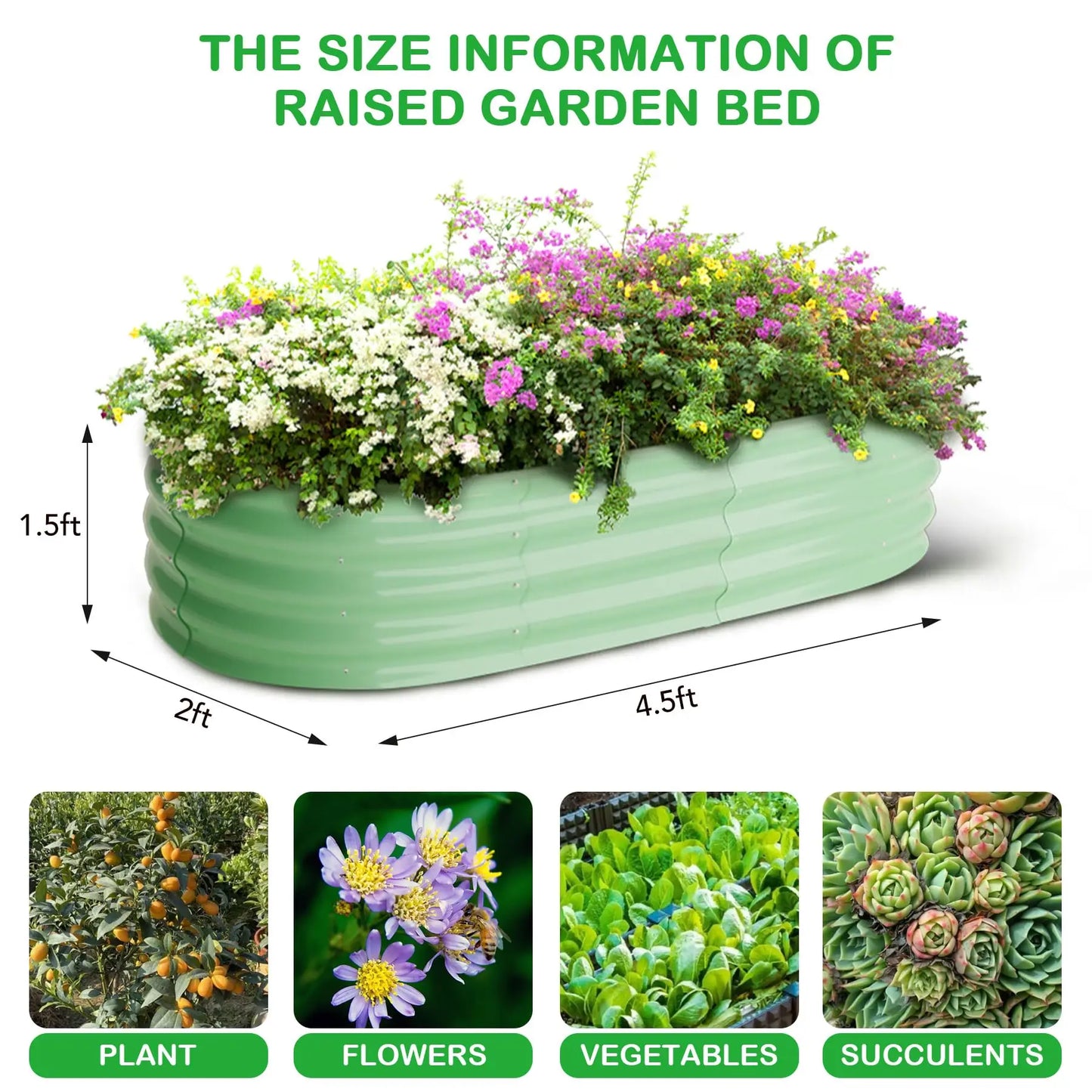 HiMISS Galvanized Steel Raised Garden Bed 2 Pack Open Base