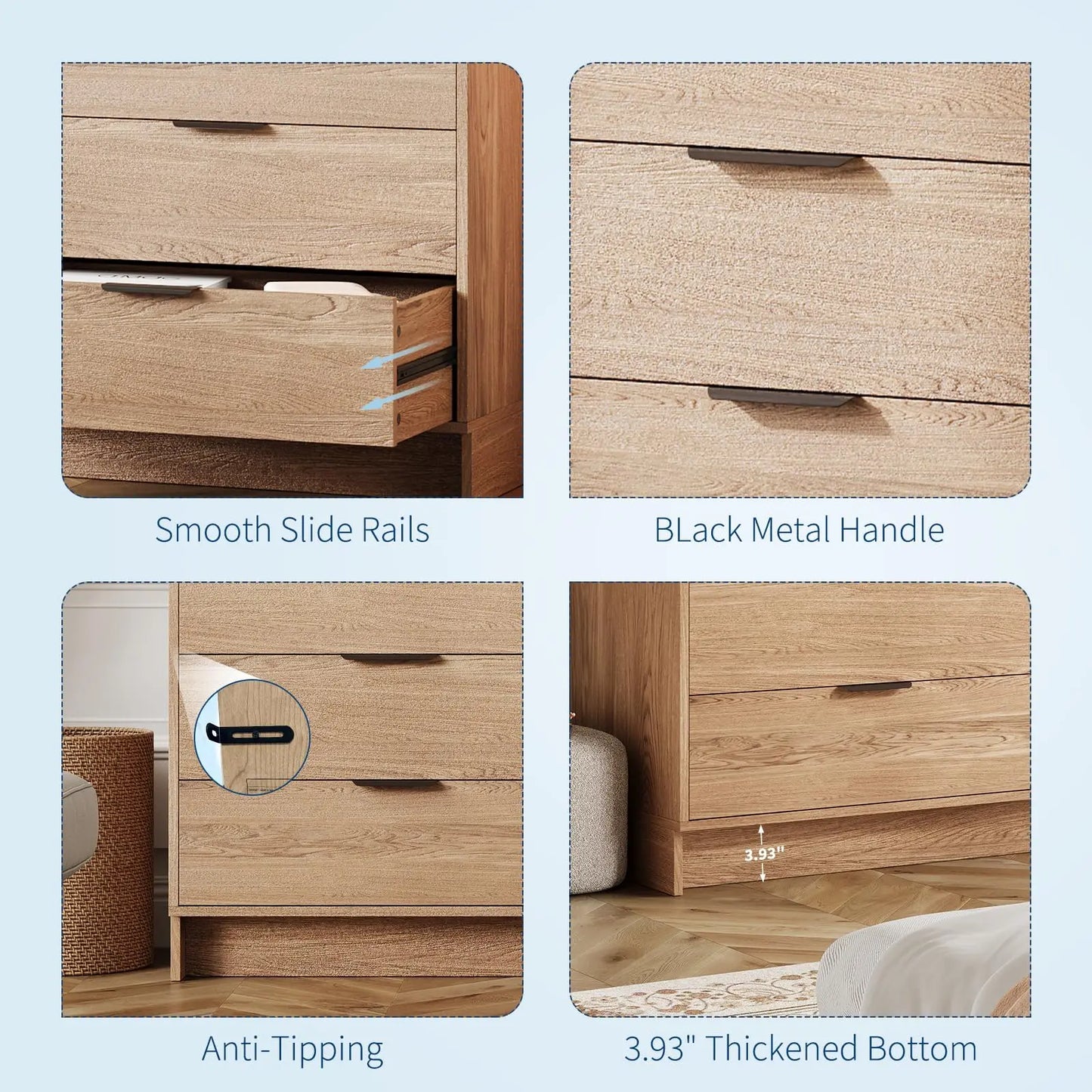 HiMISS Modern 6 Drawer Dresser And TV Stand Storage Cabinet