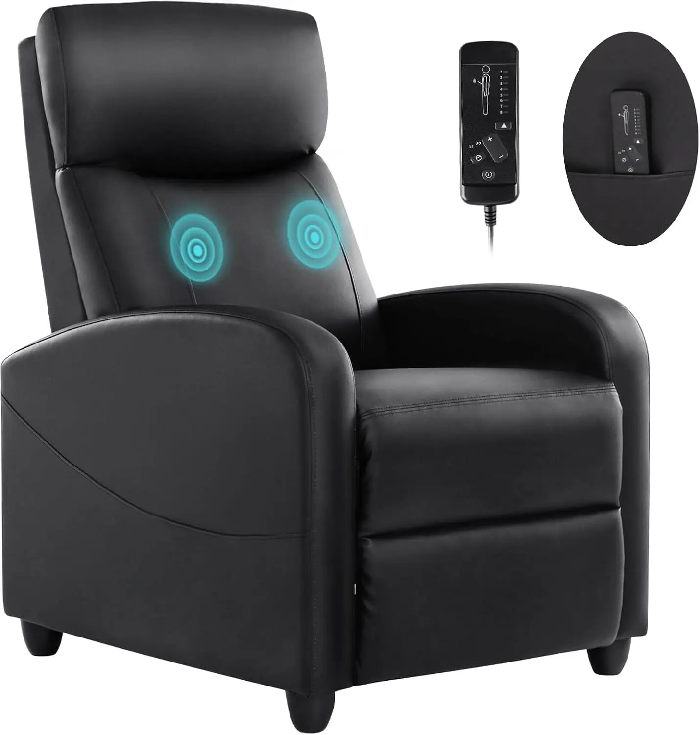 OEING Leather Recliner Chair With Lumbar Support And Adjustable Footrest