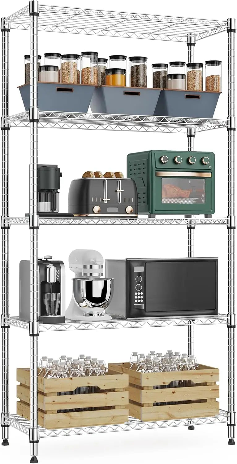 Five-Tier Heavy Duty Metal Shelving Unit 2000 Pounds Capacity