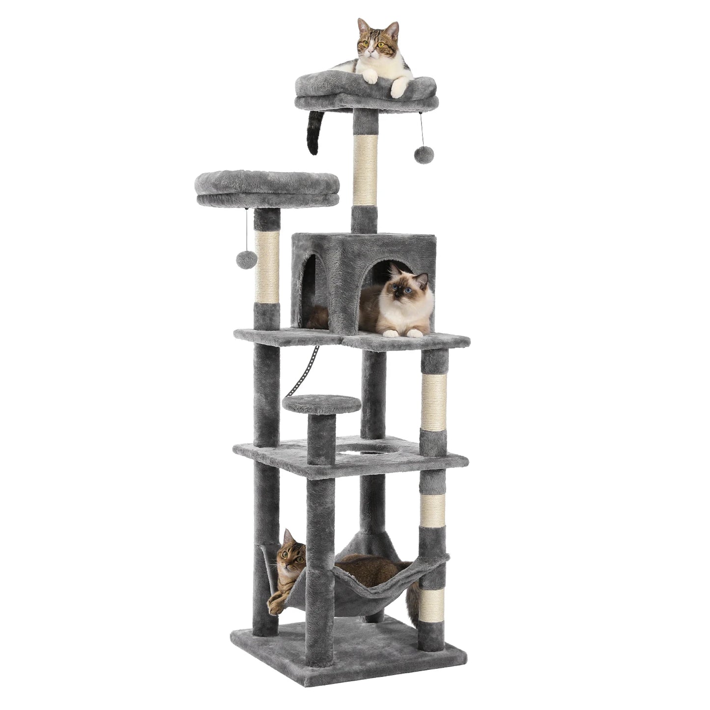 PEQULTICN Multi Level Cat Tree With Scratching Posts And Cozy Hammock