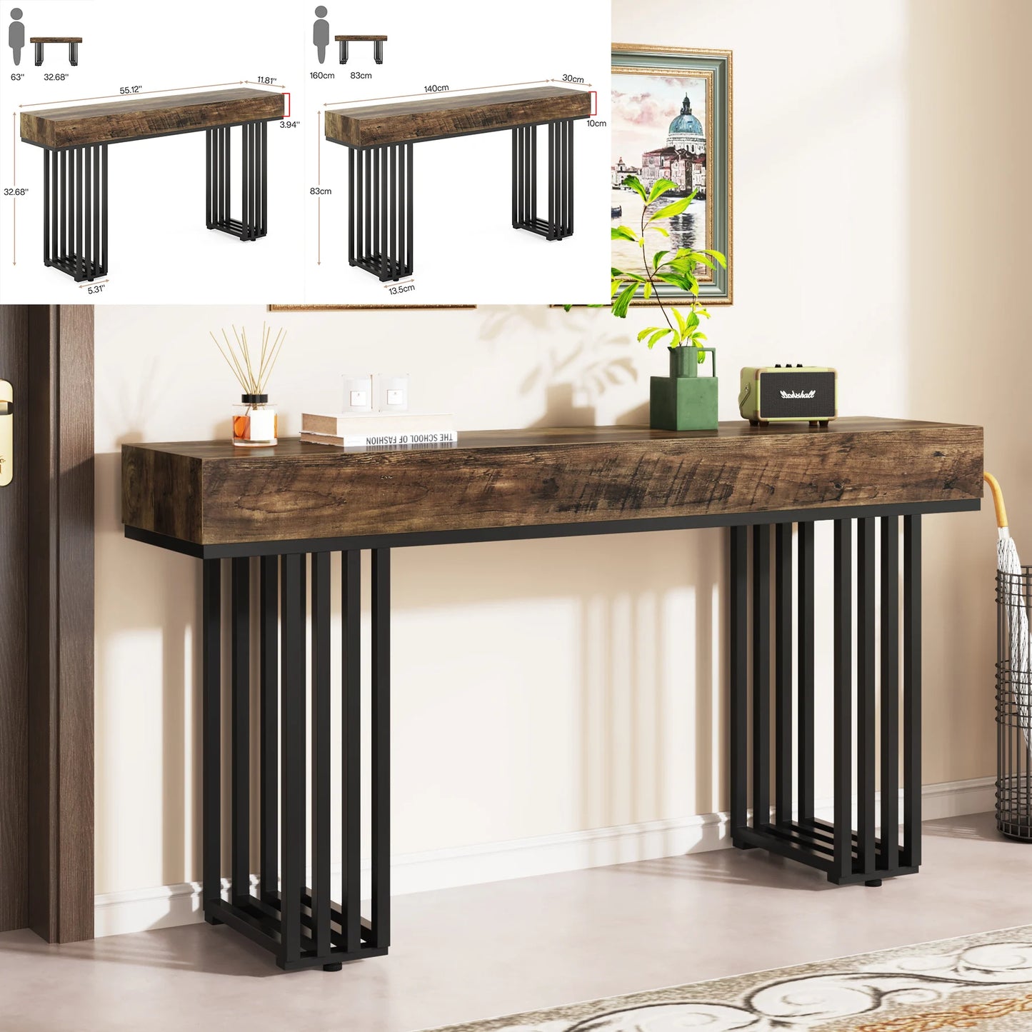 Tribesigns Farmhouse Console Table Wooden Sofa Table
