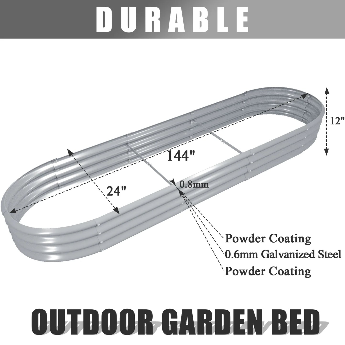 Tramull Galvanized Raised Garden Bed for Outdoor Vegetables and Herbs