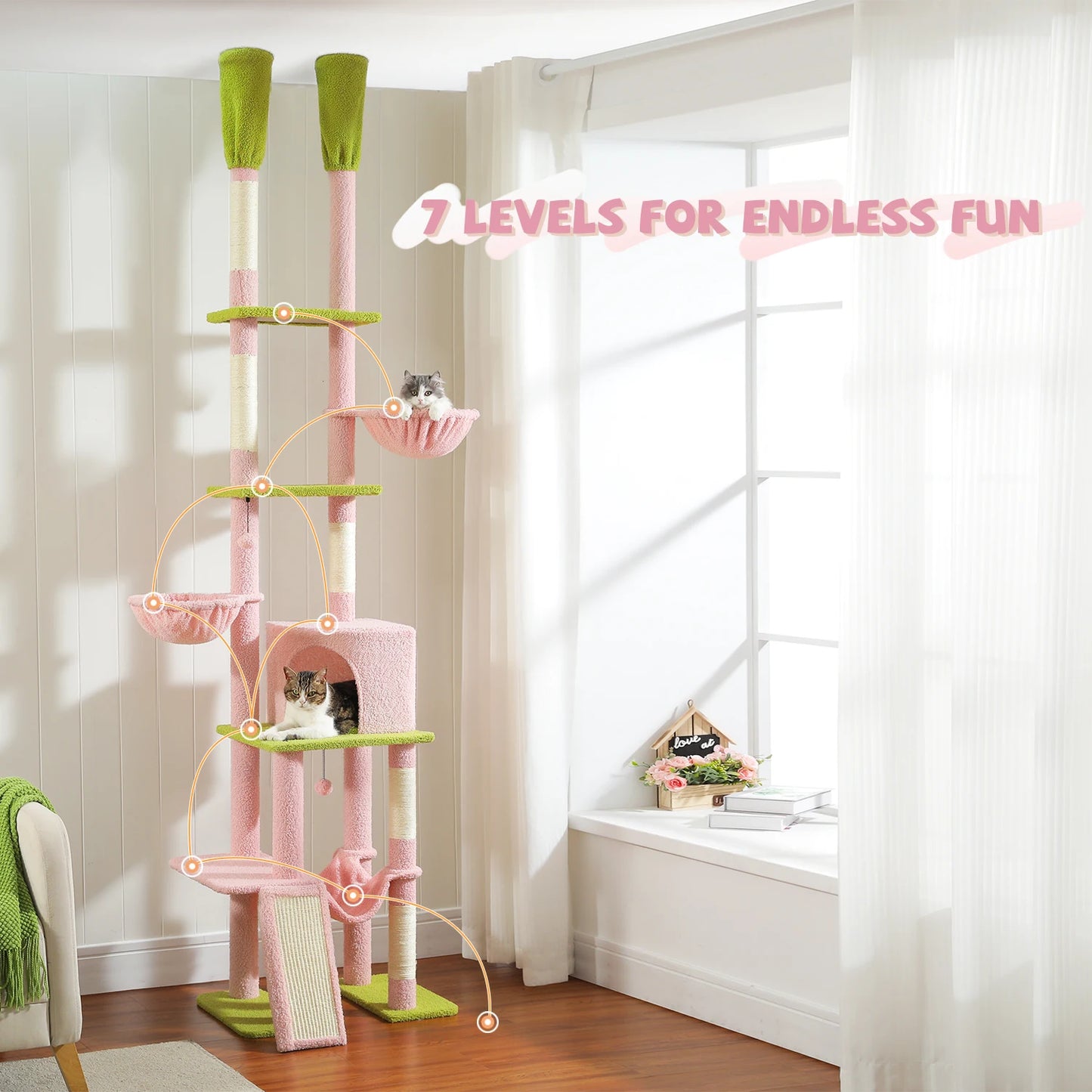 PAWZ Road Cactus Cat Tree Floor To Ceiling Tower Premium