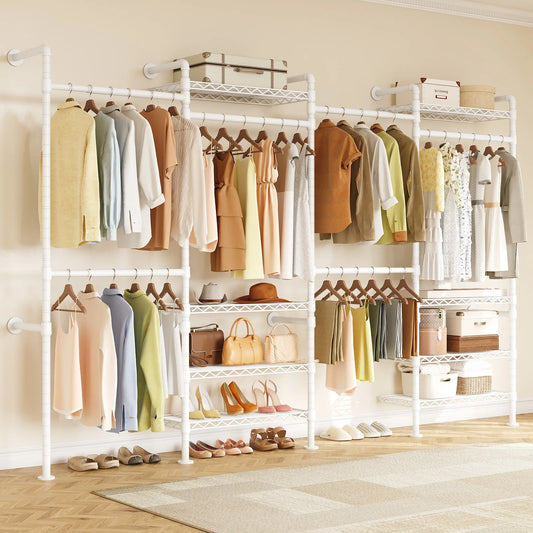 L4 Wall Mounted Industrial Pipe Clothes Rack Closet Organizer Expandable