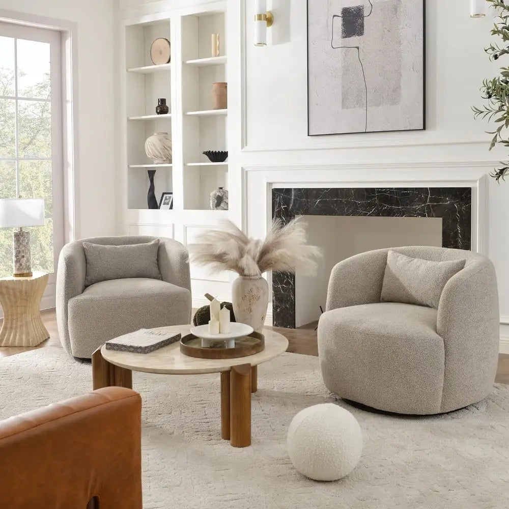 Pair of Swivel Barrel Chairs With Cushions