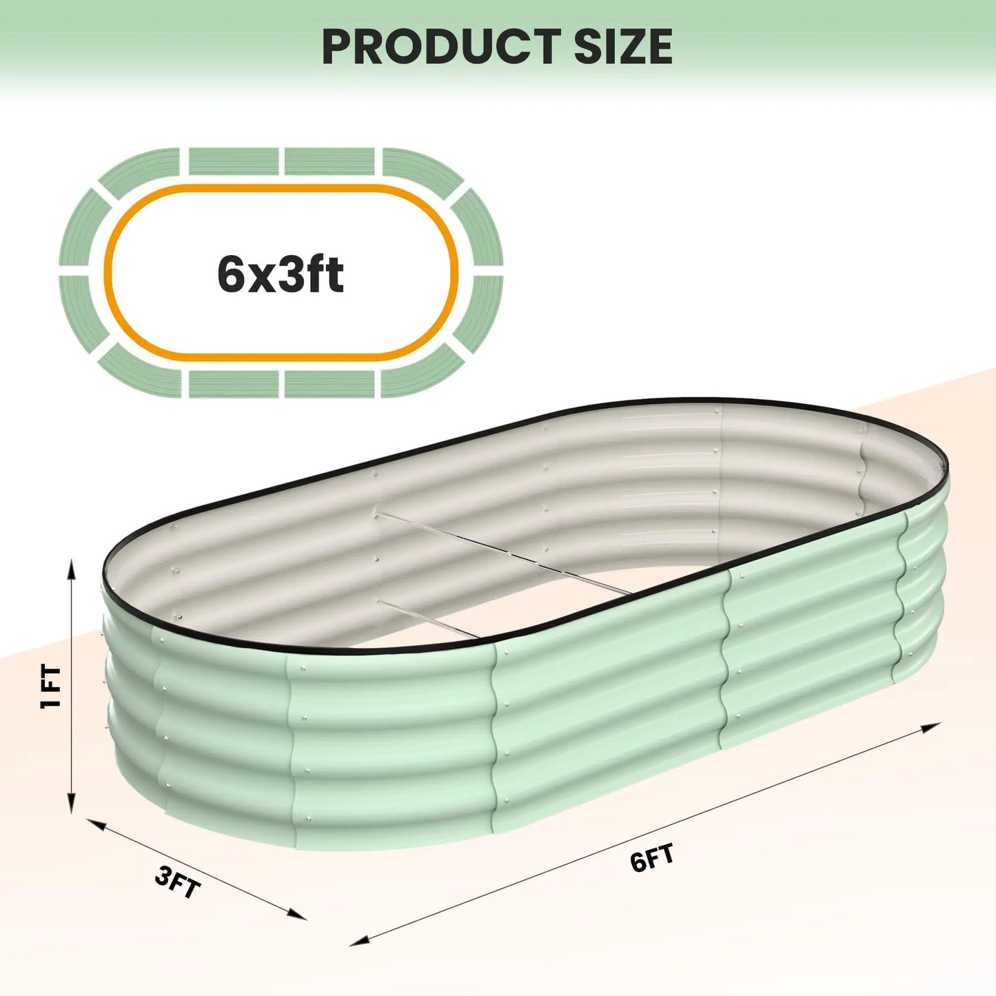 HiMISS Galvanized Steel Raised Garden Bed 2 Pack Open Base
