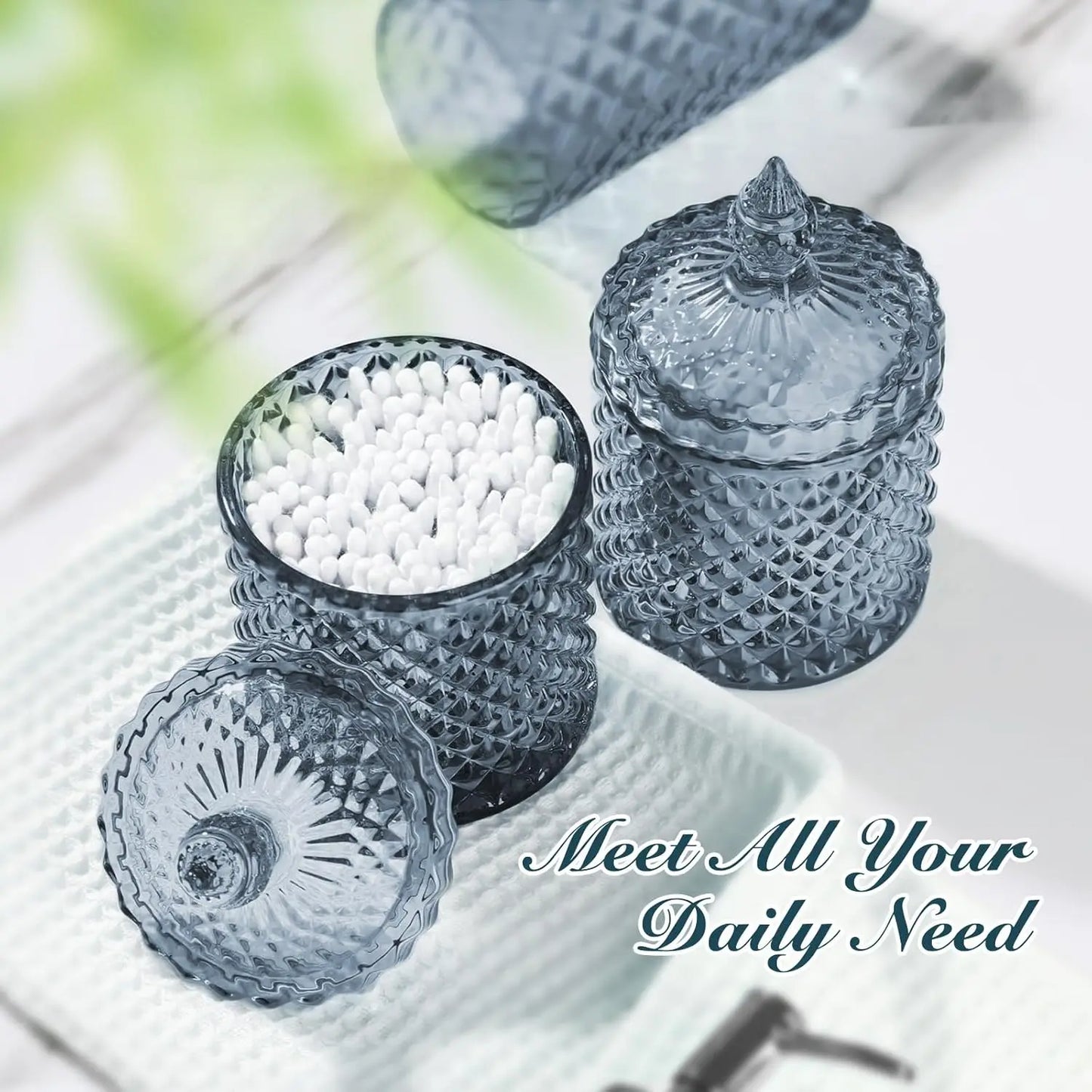 Pattern Bathroom Accessory Set Soap Dispenser Toothbrush Holder Q Tip Jar