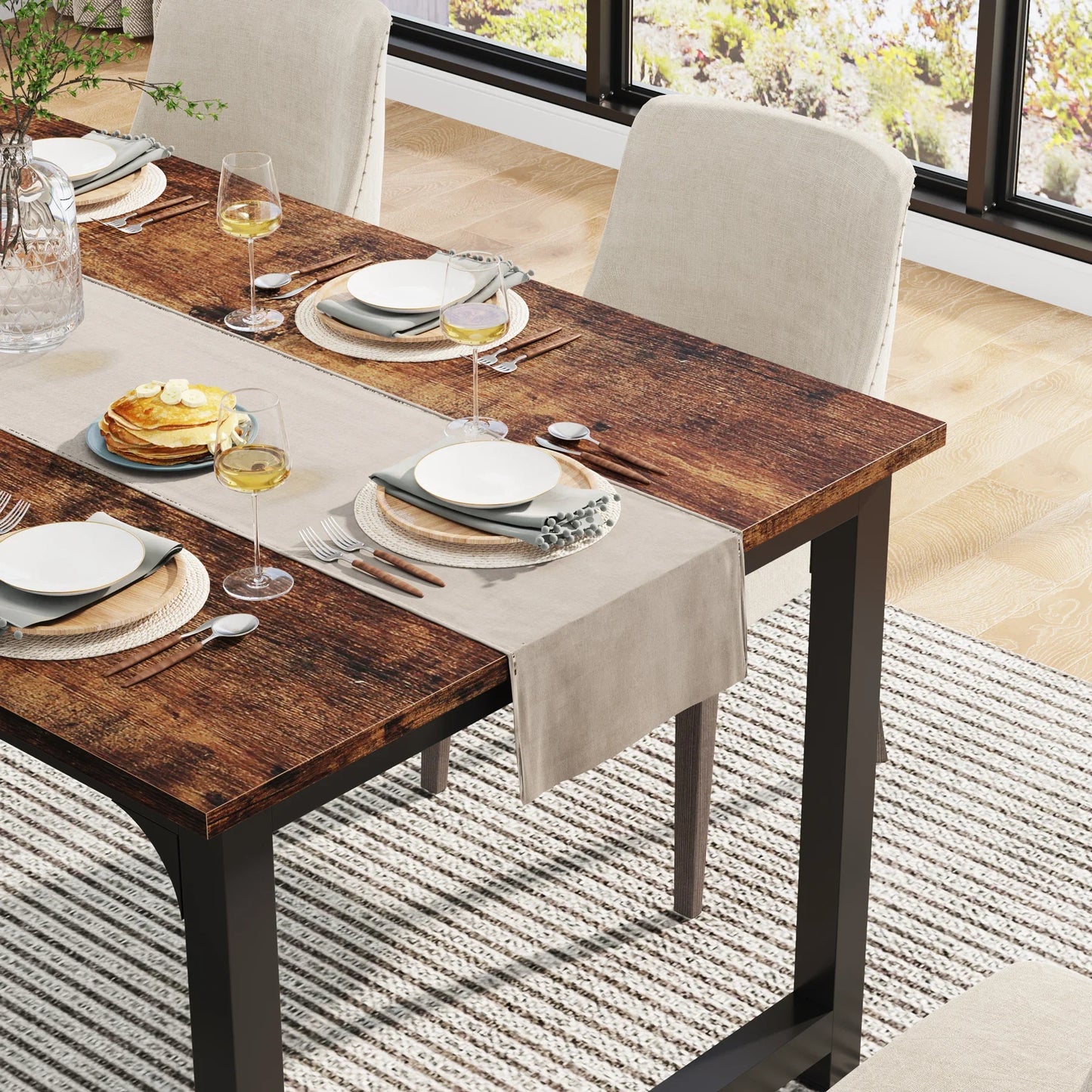 Tribesigns Industrial Dining Table For Six To Eight People