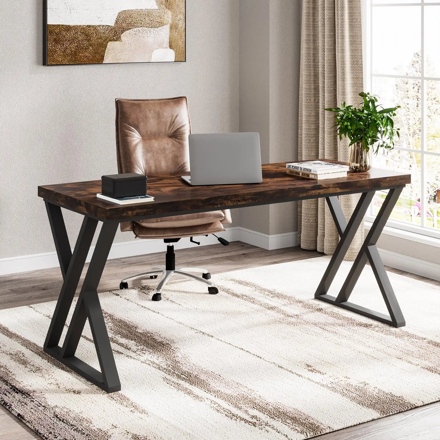 Tribesigns Writing Computer Desk With Z Shaped Metal Legs