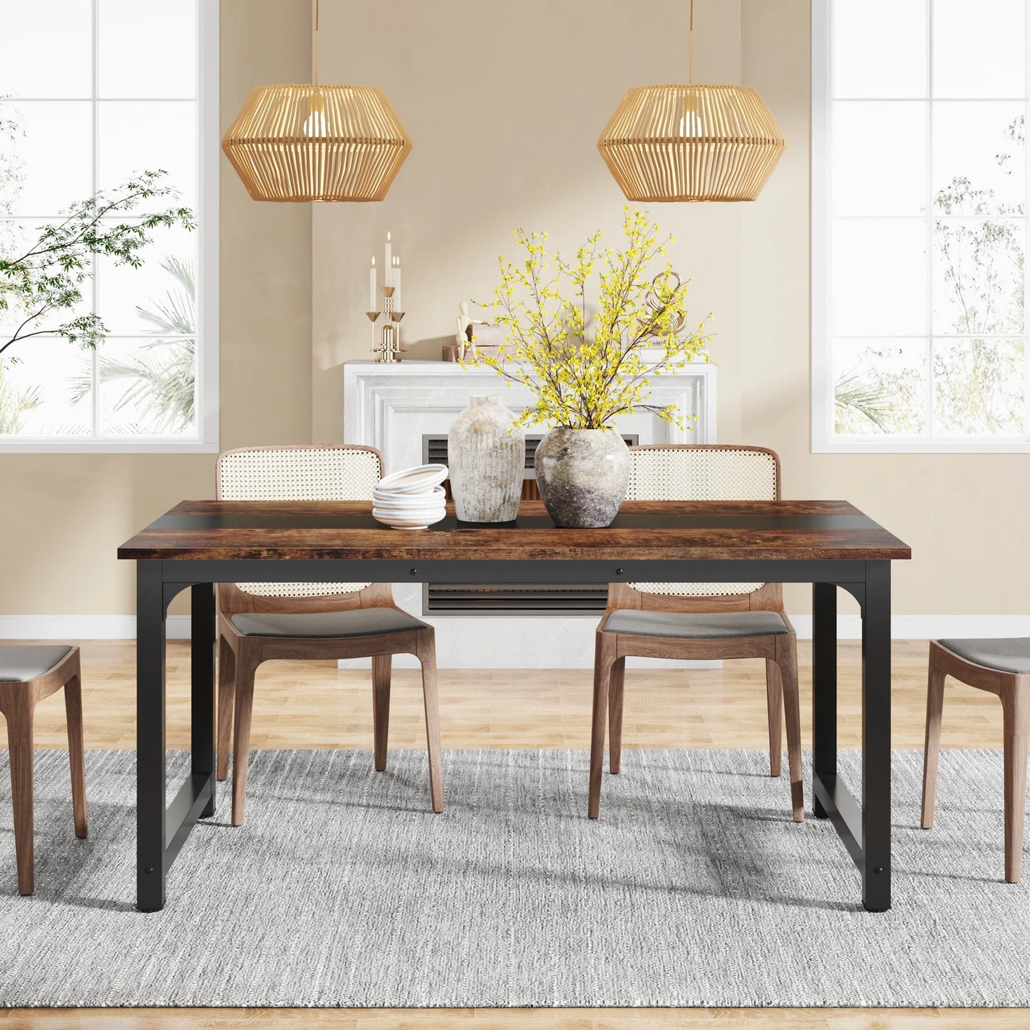 Tribesigns Industrial Dining Table For Six To Eight People