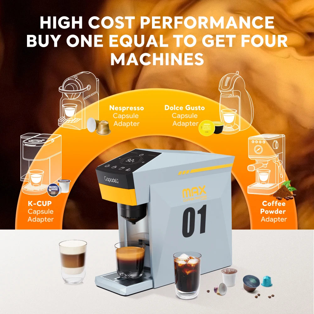 Capadeli 4in1 Espresso Machine for K Cup Pods NES Capsules