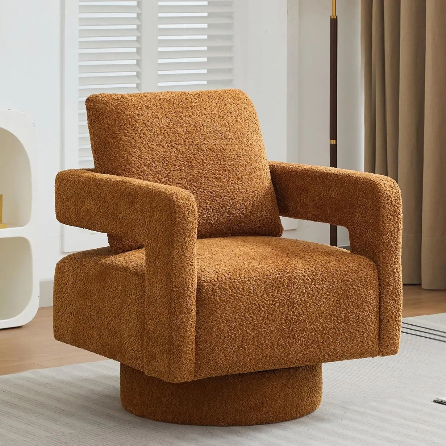 Upholstered Open Back Linen Barrel Chairs Set of 2 for Living Room